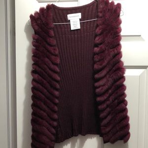 Rabbit fur burgundy vest